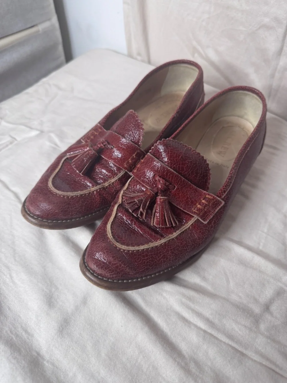 Red Burgundy Leather J. Crew Loafets